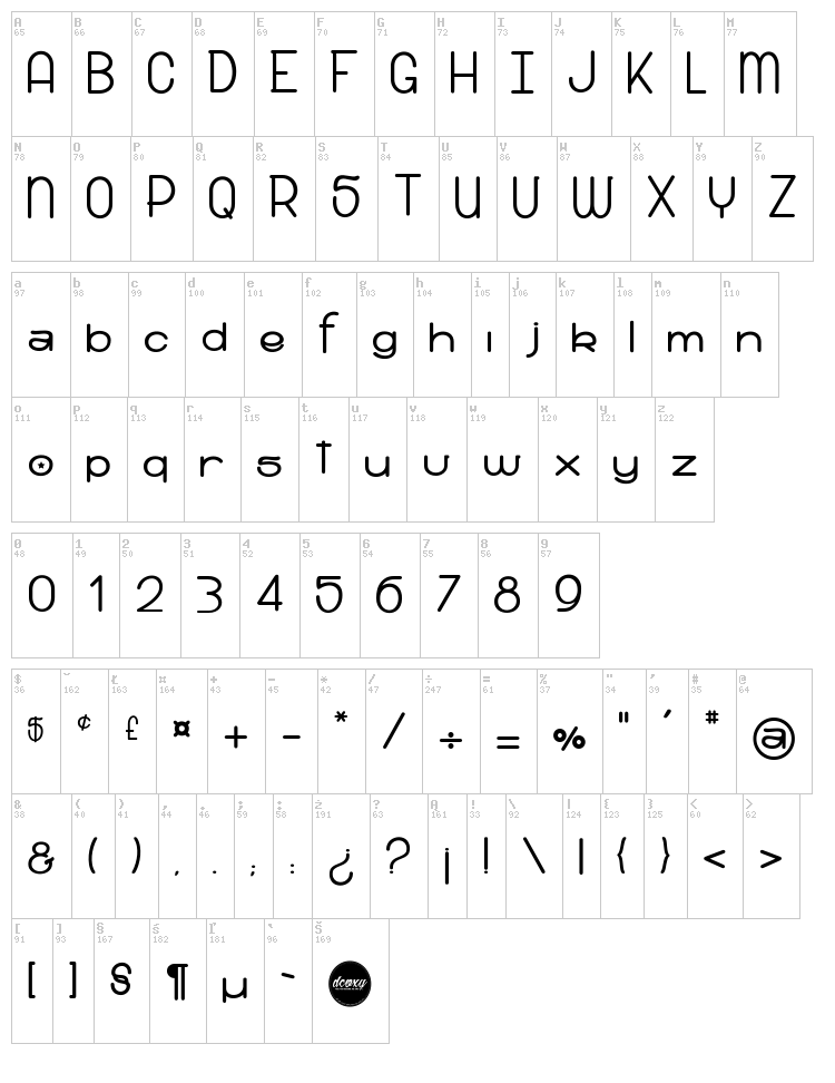 Snow Riders font map